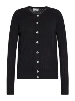 Usha Damen Strickjacke in schwarz - Ausschnitt: Rundhals