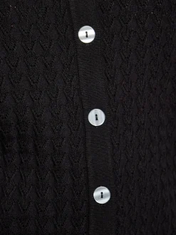 Usha Damen Strickjacke in schwarz - Ausschnitt: Rundhals