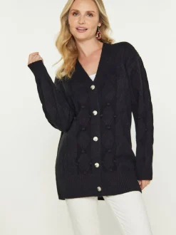 Usha Damen Strickjacke in schwarz