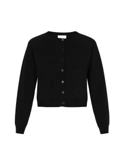 Usha Damen Strickjacke in schwarz - Ausschnitt: Rundhals