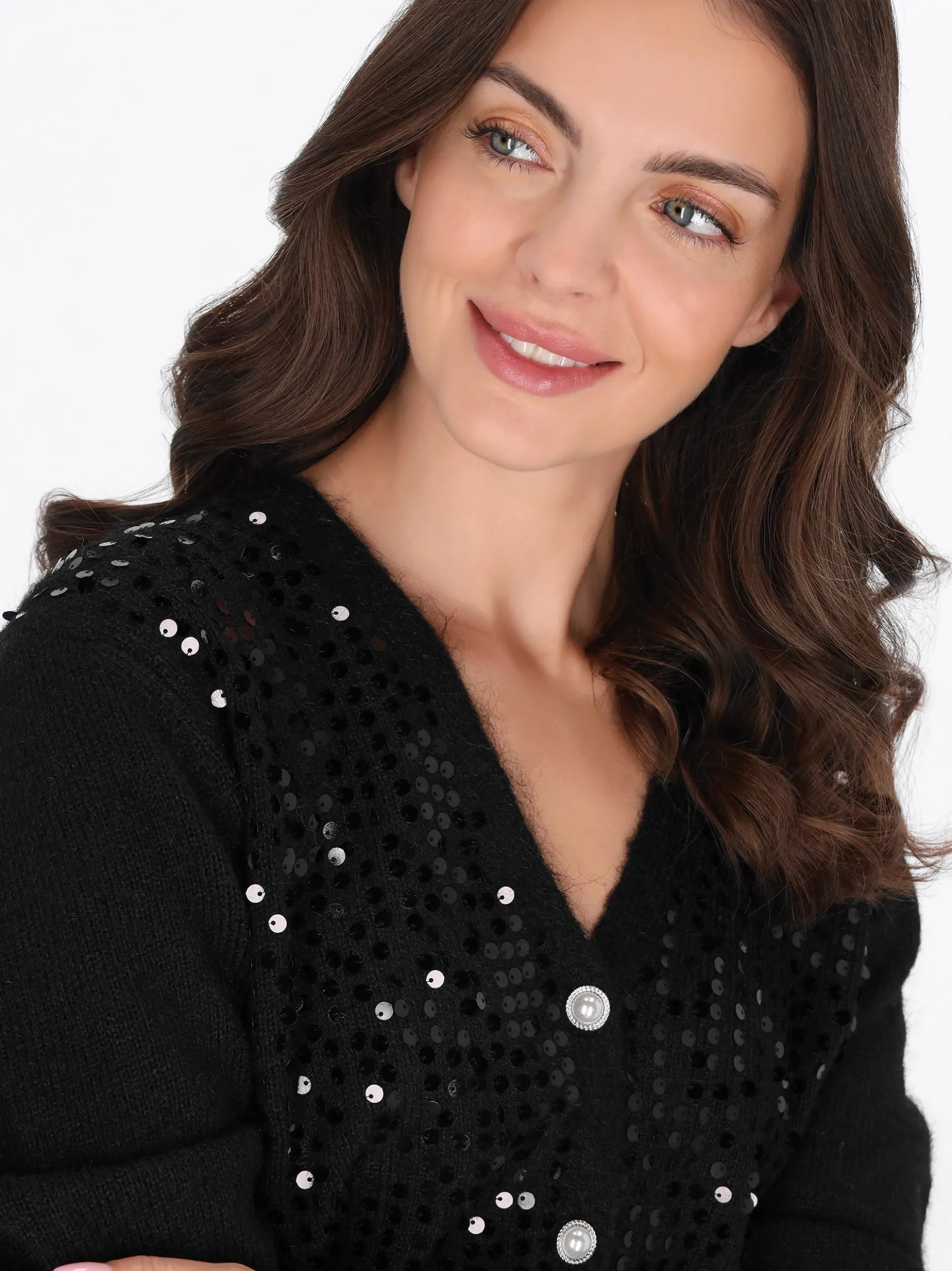 Usha Damen Strickjacke in schwarz