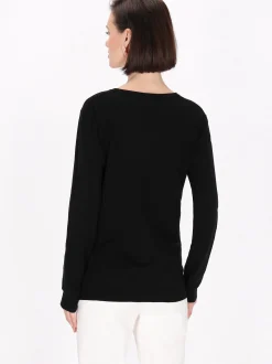 Usha Damen Strickjacke in schwarz - Ausschnitt: Rundhals