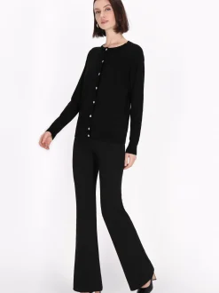 Usha Damen Strickjacke in schwarz - Ausschnitt: Rundhals