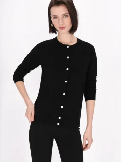 Usha Damen Strickjacke in schwarz - Ausschnitt: Rundhals