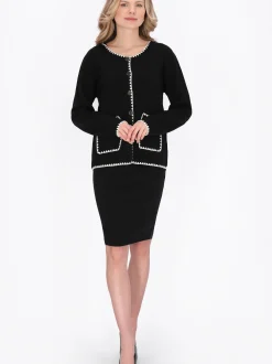 Usha Damen Strickjacke in schwarz - Ausschnitt: Rundhals