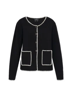 Usha Damen Strickjacke in schwarz - Ausschnitt: Rundhals