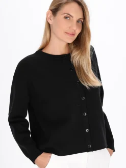 Usha Damen Strickjacke in schwarz - Ausschnitt: Rundhals