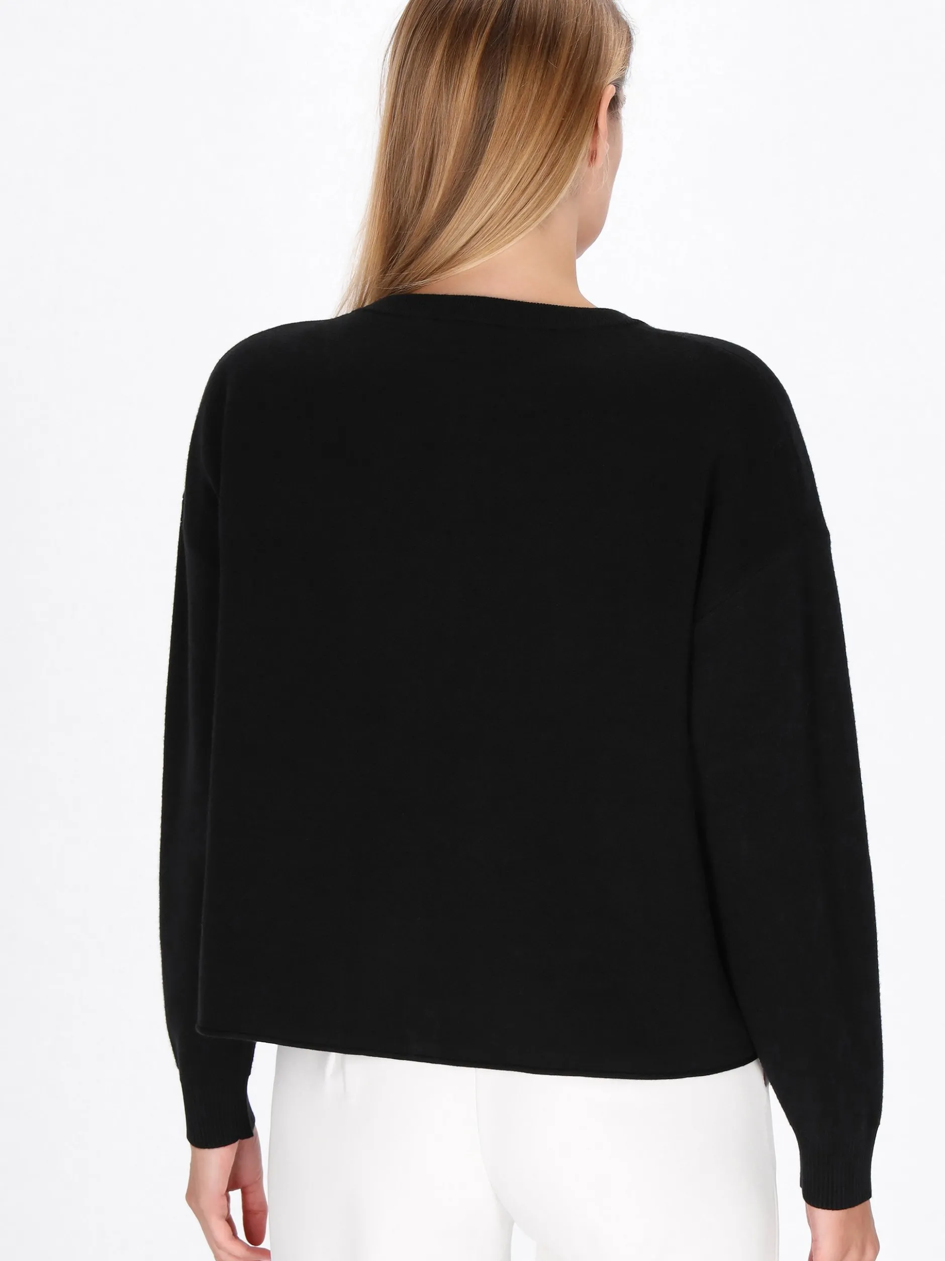 Usha Damen Strickjacke in schwarz - Ausschnitt: Rundhals