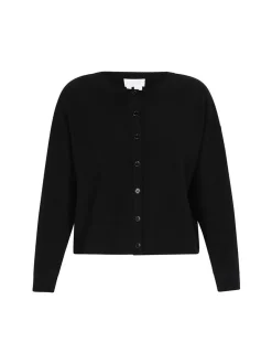 Usha Damen Strickjacke in schwarz - Ausschnitt: Rundhals