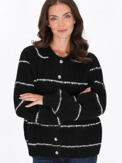 Usha Damen Strickjacke in schwarz - Ausschnitt: Rundhals