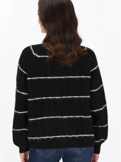 Usha Damen Strickjacke in schwarz - Ausschnitt: Rundhals