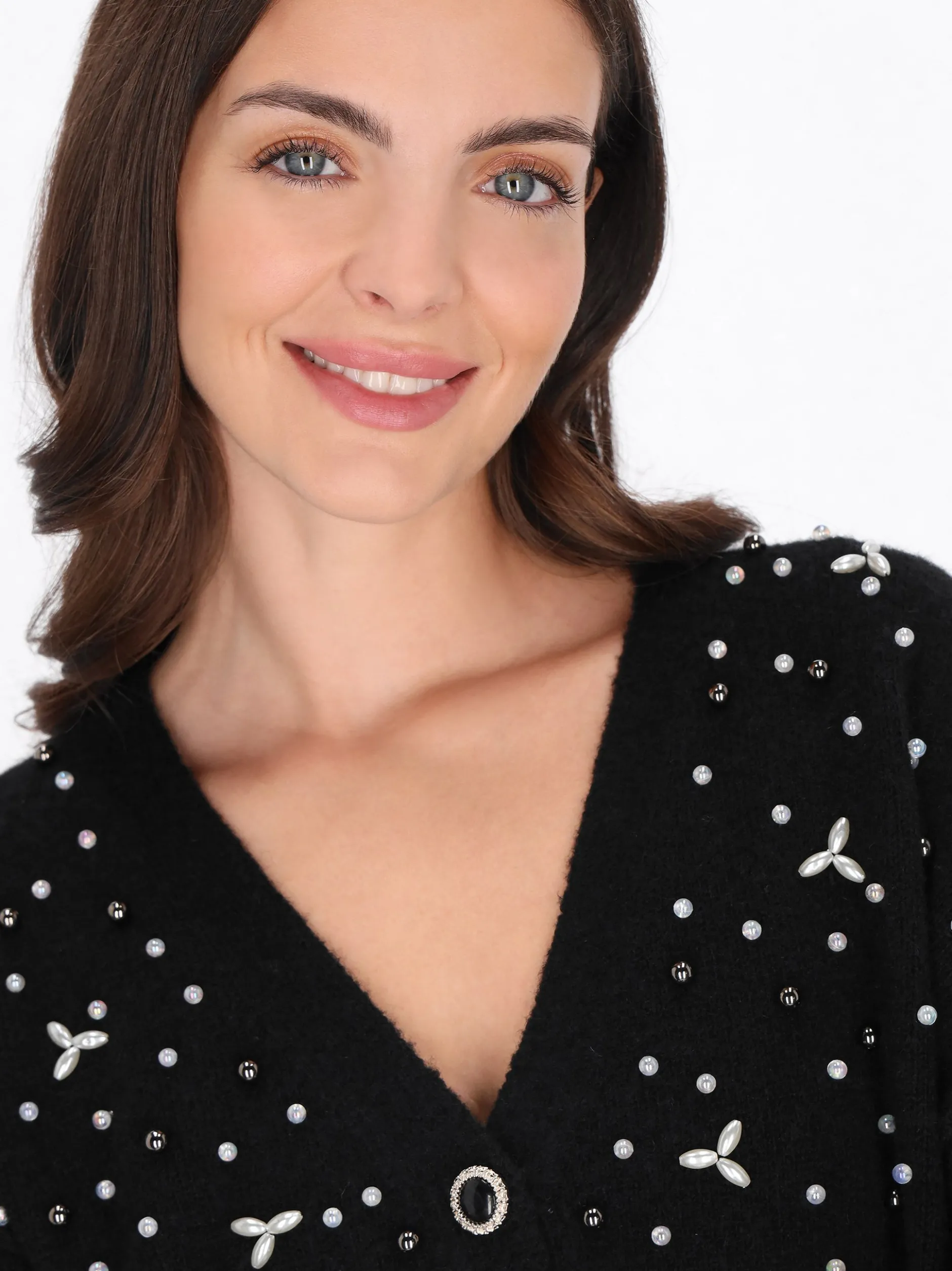 Usha Damen Strickjacke in schwarz