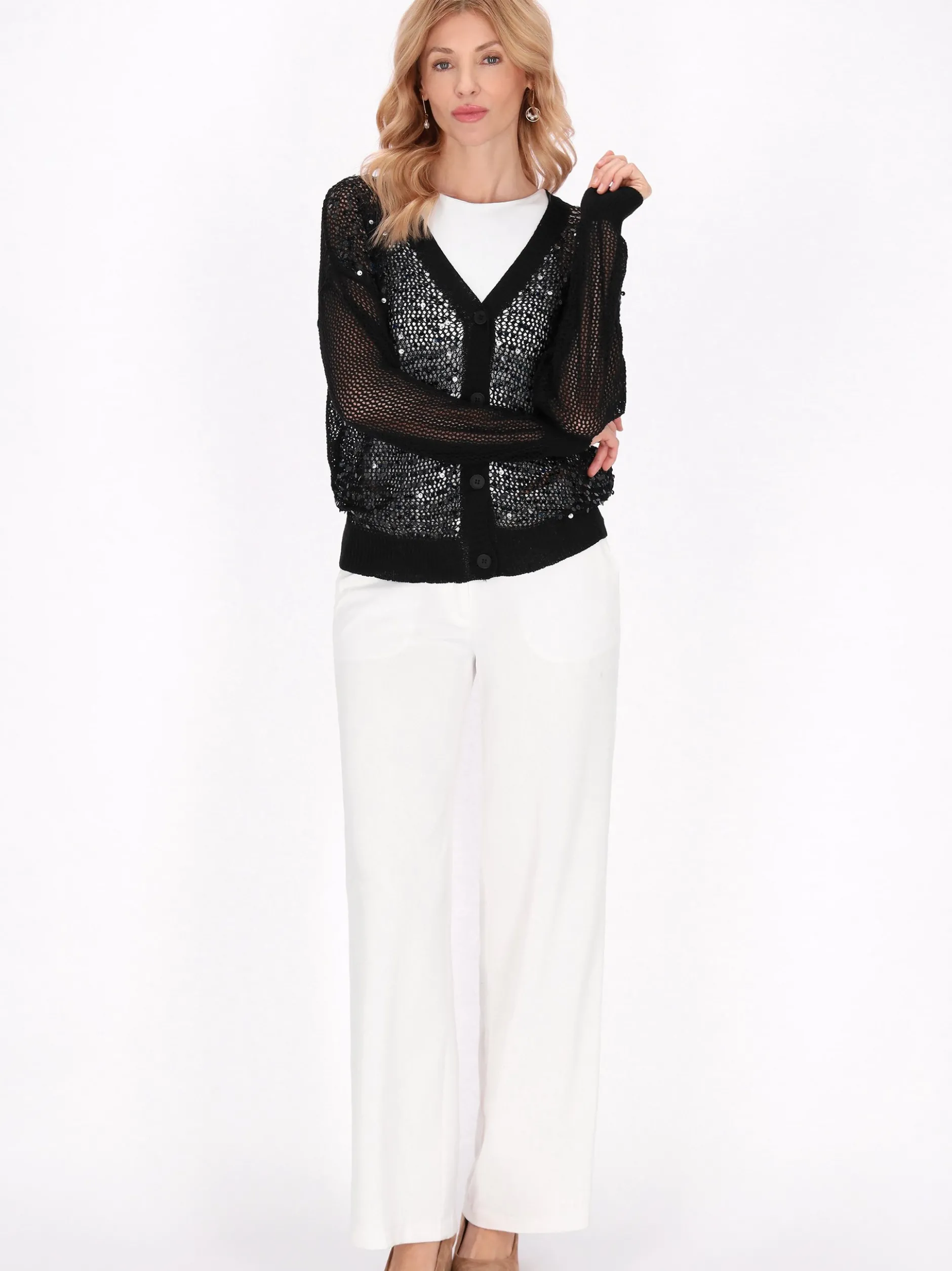 Usha Damen Strickjacke in schwarz