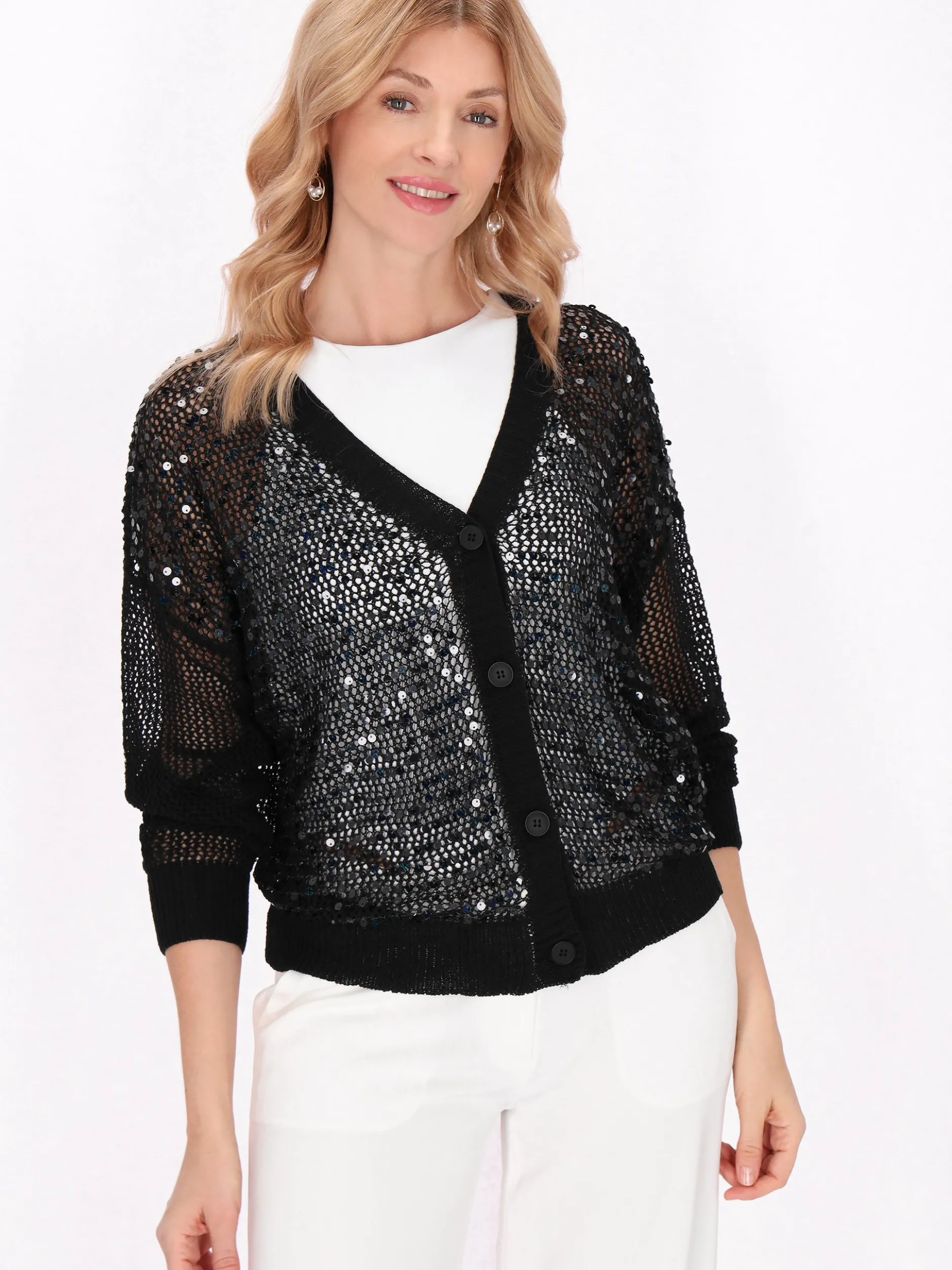 Usha Damen Strickjacke in schwarz