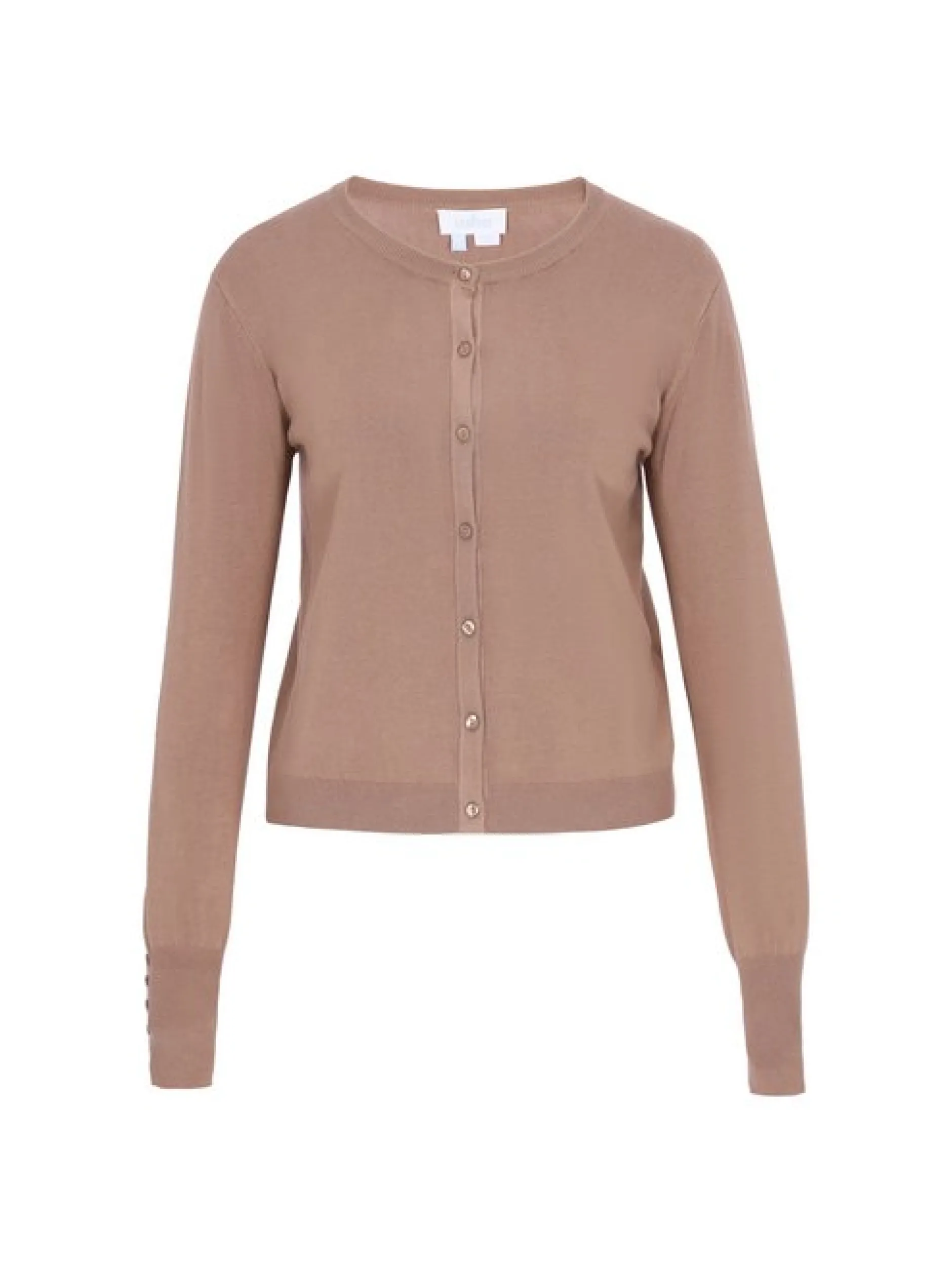Usha Damen Strickjacke in taupe - Ausschnitt: Rundhals