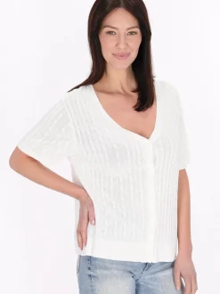 Usha Damen Strickjacke in weiß