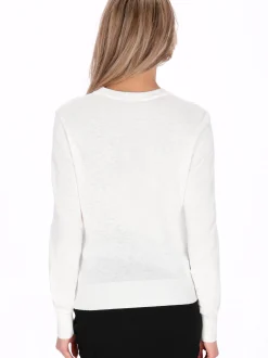 Usha Damen Strickjacke in weiß - Ausschnitt: Rundhals