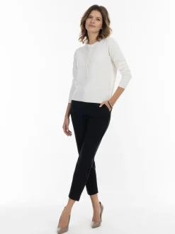 Usha Damen Strickjacke in weiß - Ausschnitt: Rundhals
