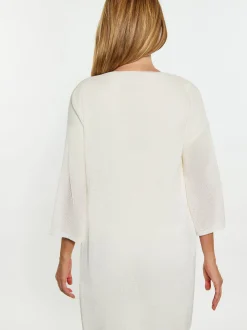 Usha Damen Strickjacke in weiß - Ausschnitt: ohne Kragen