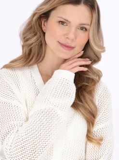 Usha Damen Strickjacke in weiß