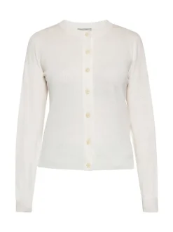 Usha Damen Strickjacke in weiß - Ausschnitt: Rundhals