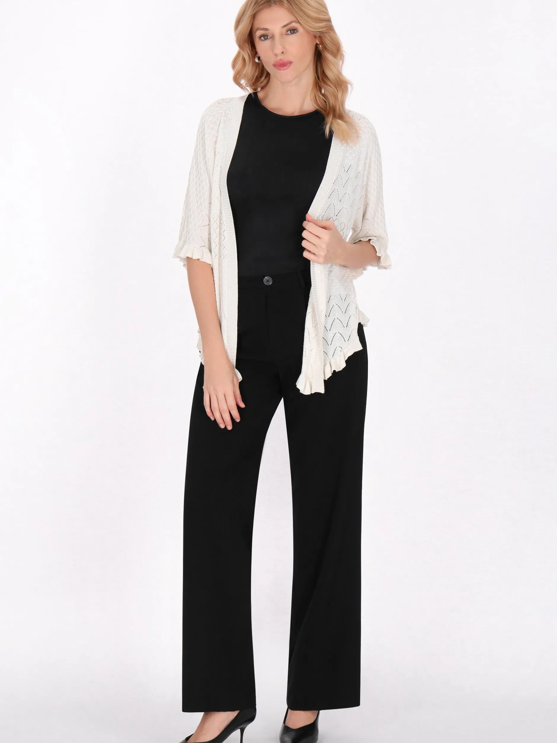 Usha Damen Strickjacke in weiß