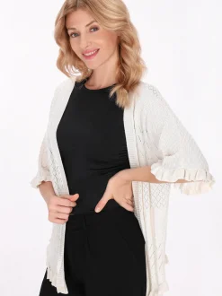 Usha Damen Strickjacke in weiß
