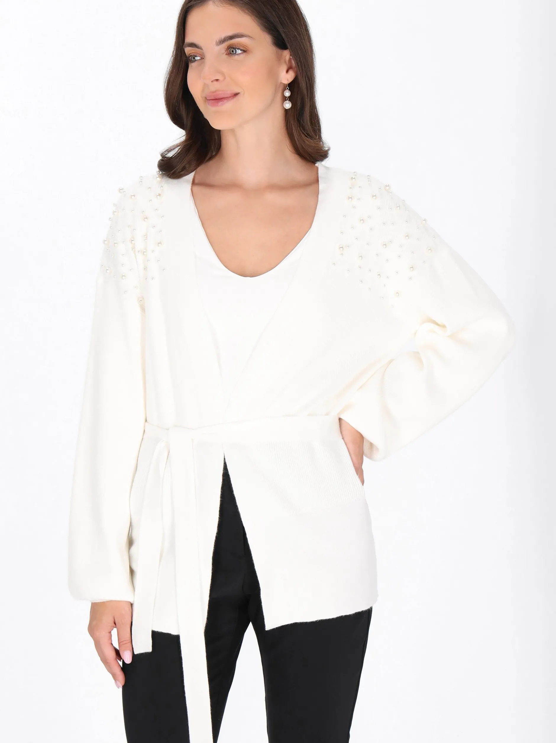 Usha Damen Strickjacke in weiß