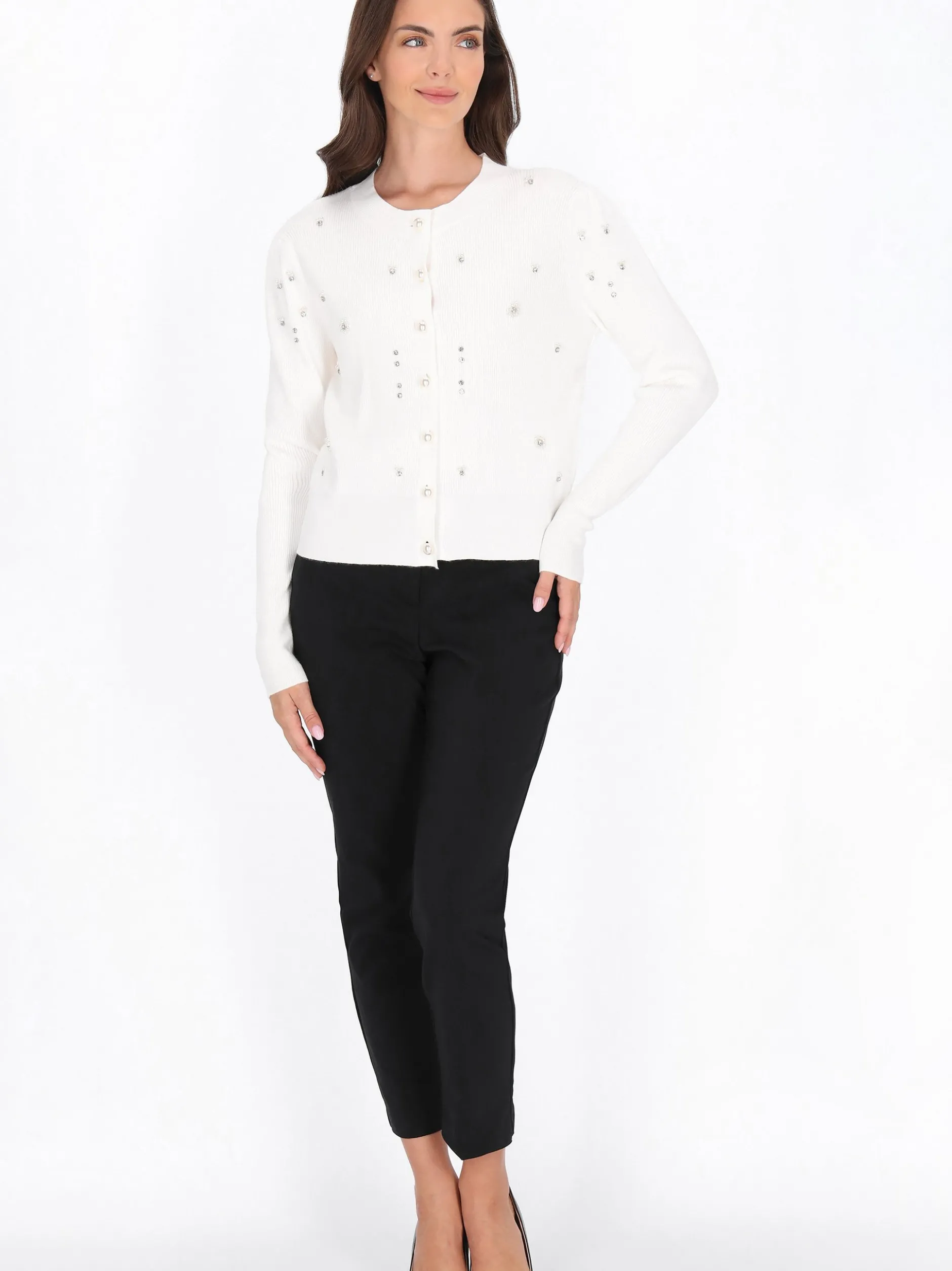 Usha Damen Strickjacke in weiß