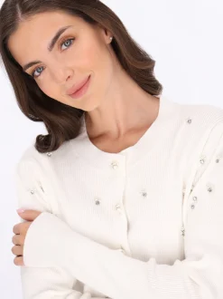Usha Damen Strickjacke in weiß