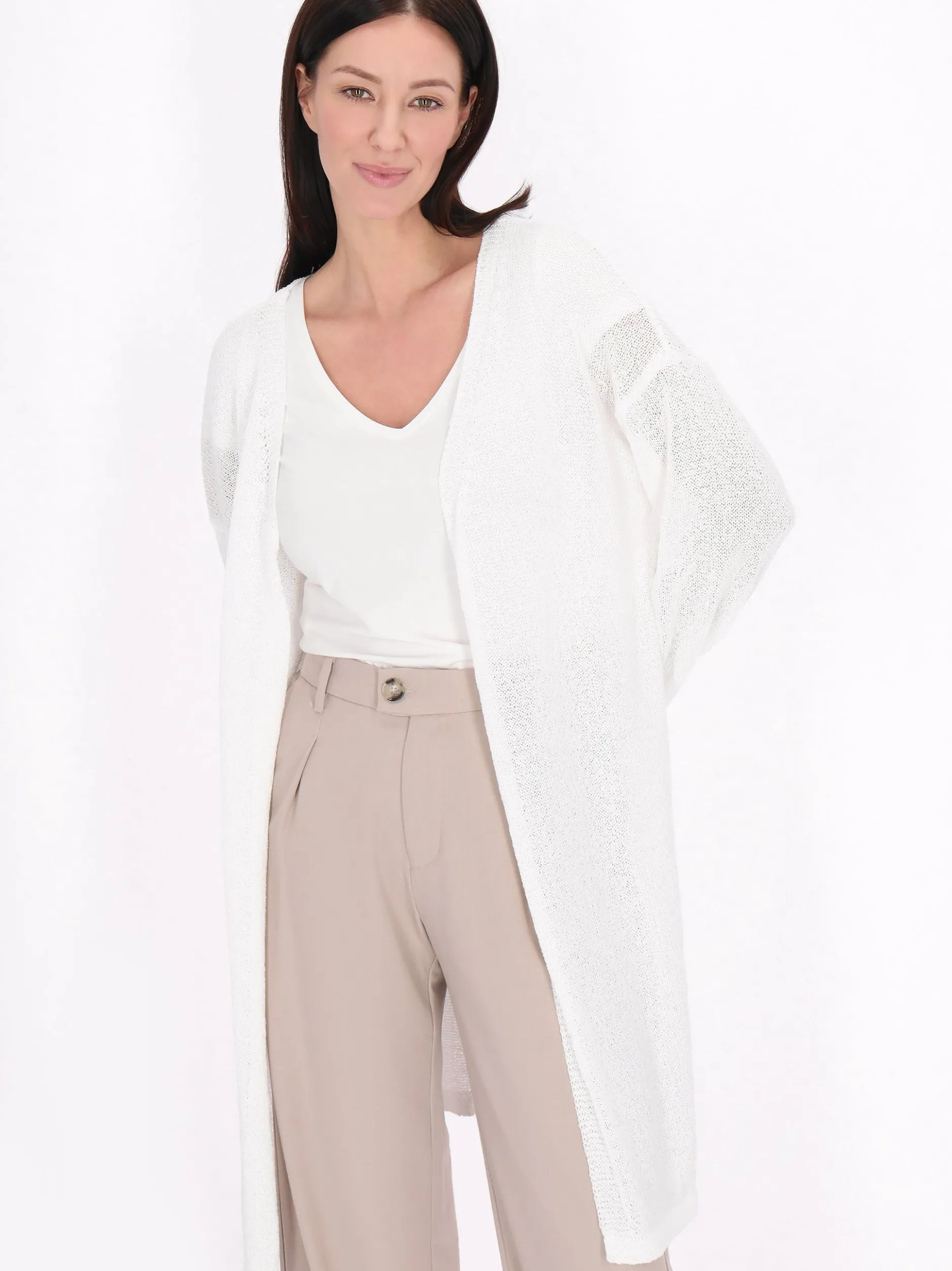 Usha Damen Strickjacke in weiß