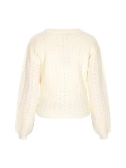Usha Damen Strickjacke in weiß - Ausschnitt: Rundhals