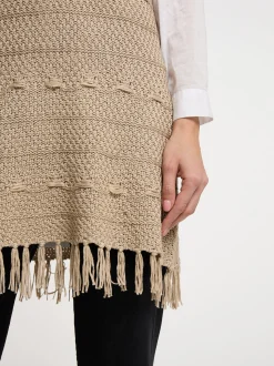 Usha Damen Strickkleid in beige - Ausschnitt: Rundhals