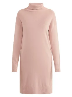Usha Damen Strick-Langarmkleid midi in altrosa