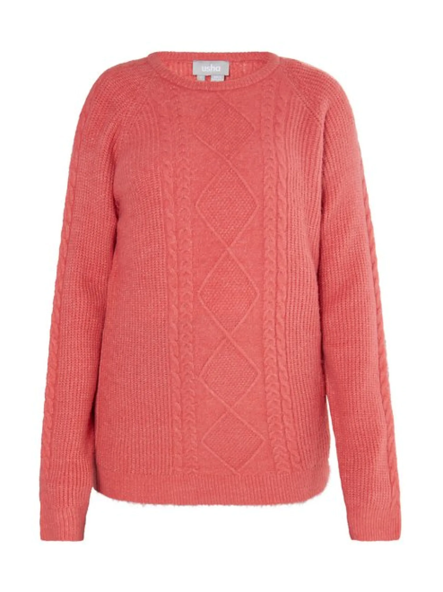 Usha Damen Strickpullover in rot - Ausschnitt: Rundhals
