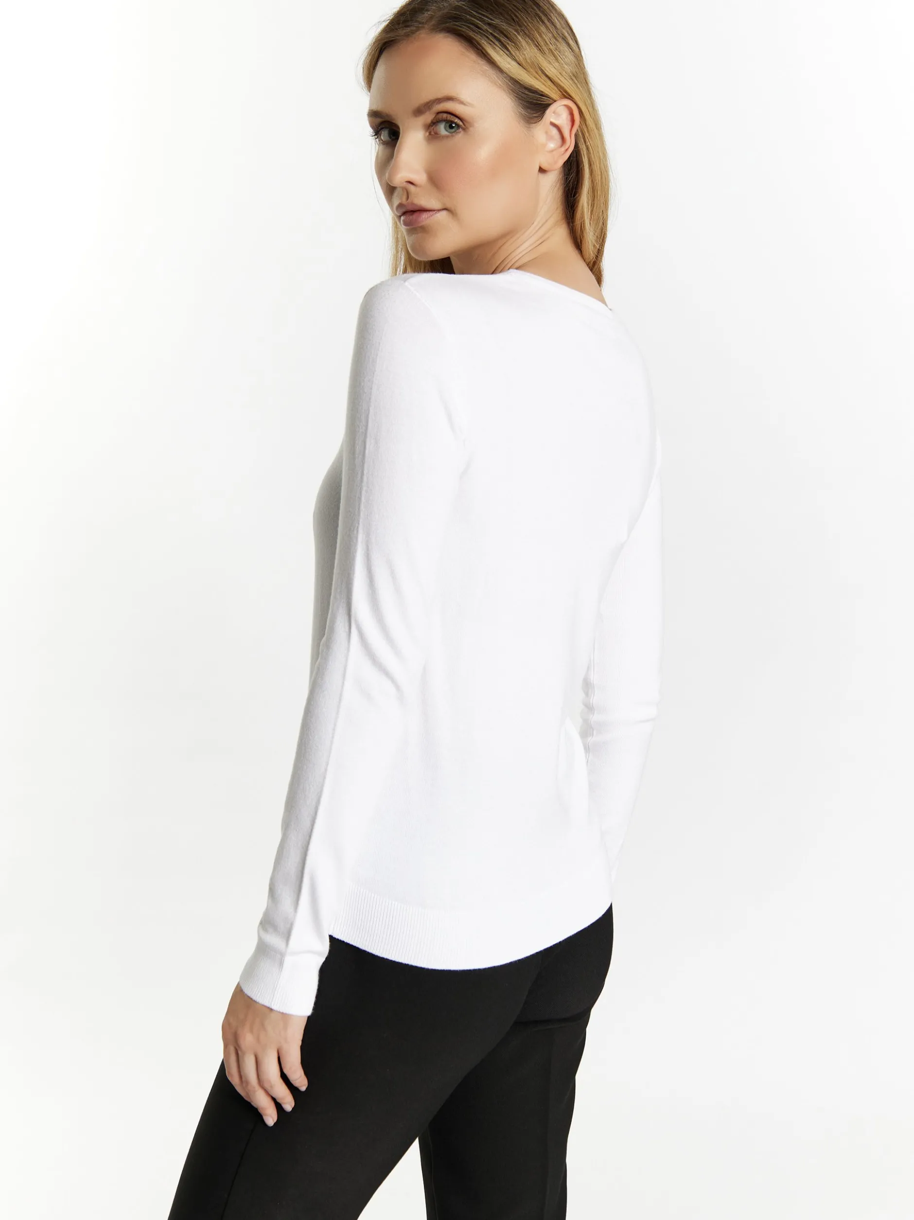 Usha Damen Strickpullover in ecru - Ausschnitt: Rundhals