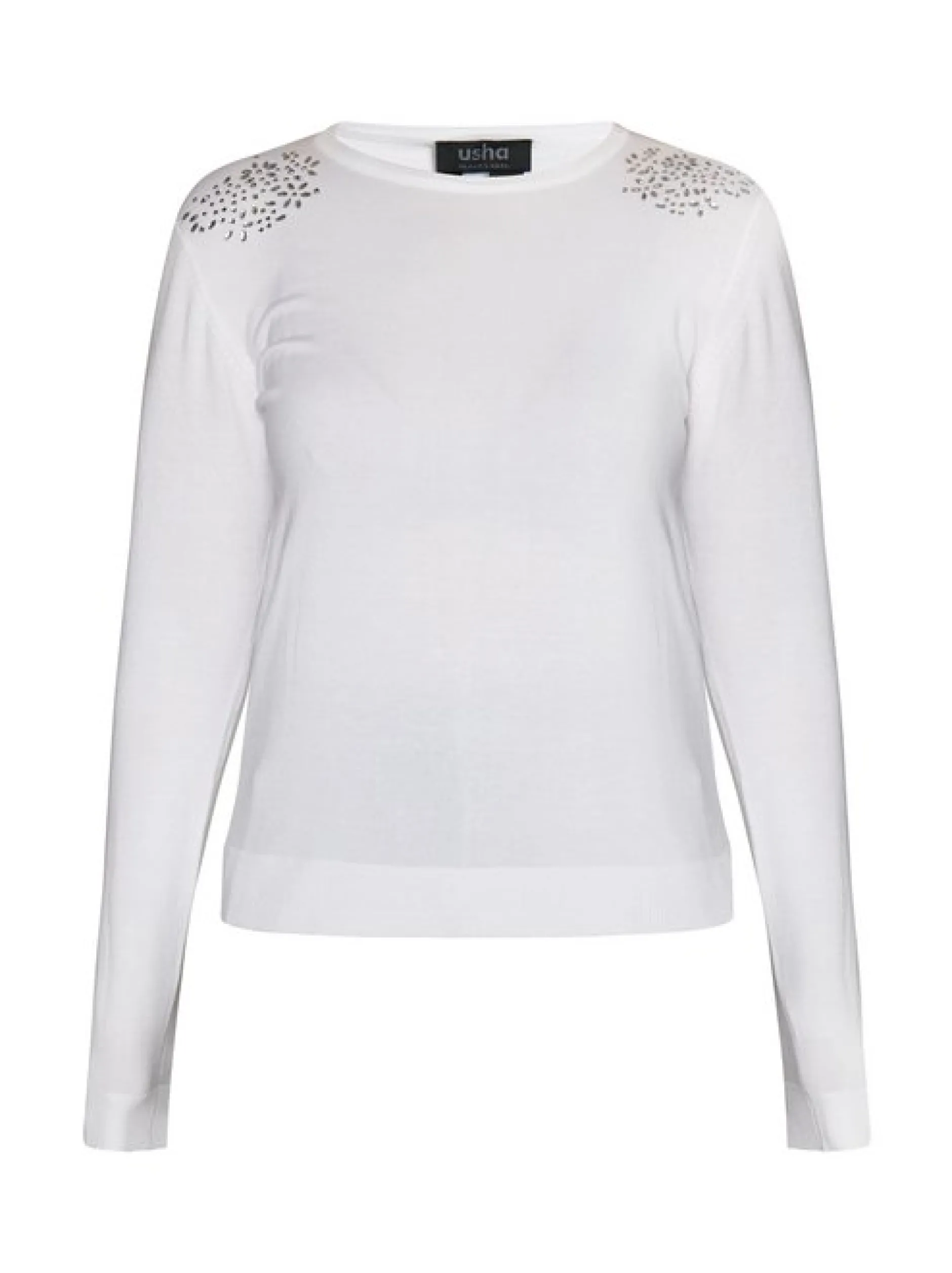 Usha Damen Strickpullover in ecru - Ausschnitt: Rundhals