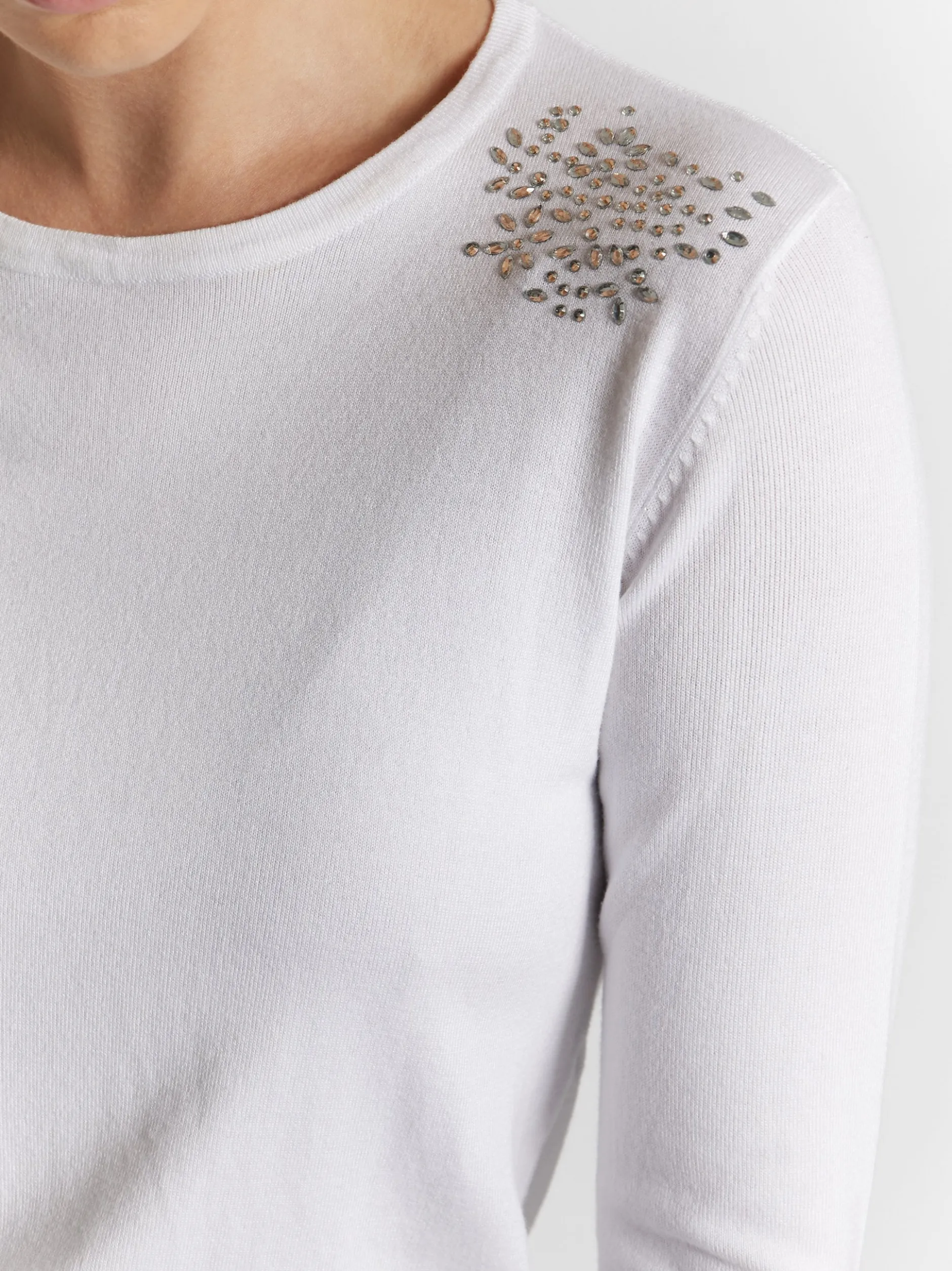 Usha Damen Strickpullover in ecru - Ausschnitt: Rundhals