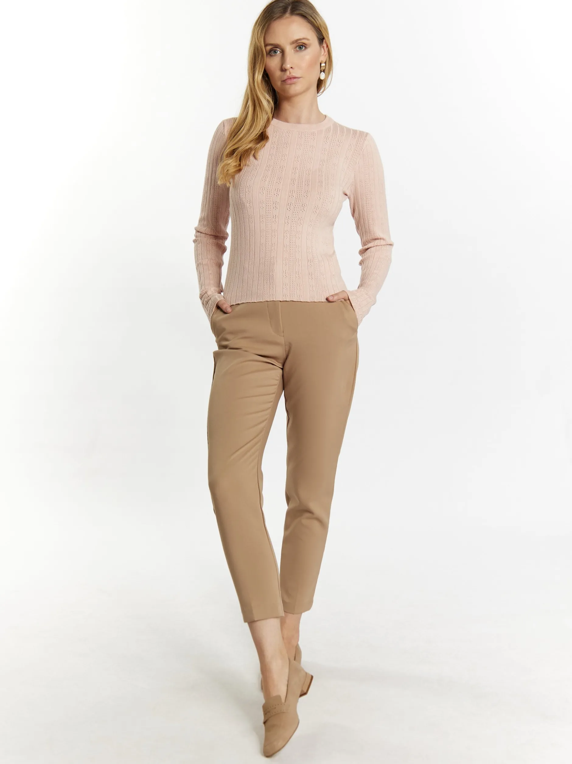 Usha Damen Strickpullover in rosa - Ausschnitt: Rundhals