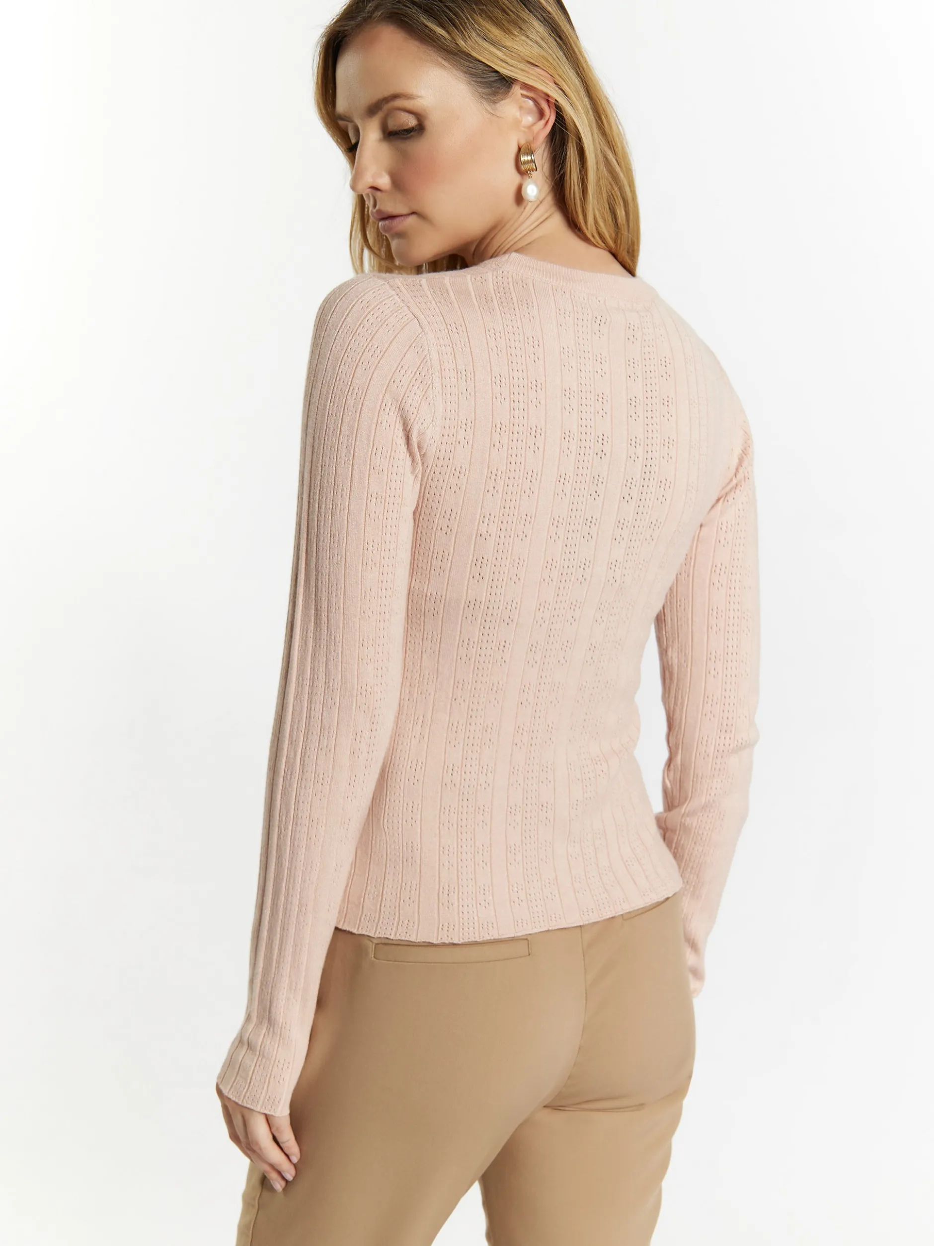 Usha Damen Strickpullover in rosa - Ausschnitt: Rundhals
