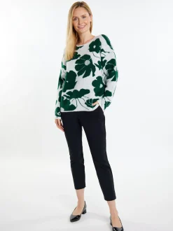 Usha Damen Strickpullover in grün - Ausschnitt: Rundhals