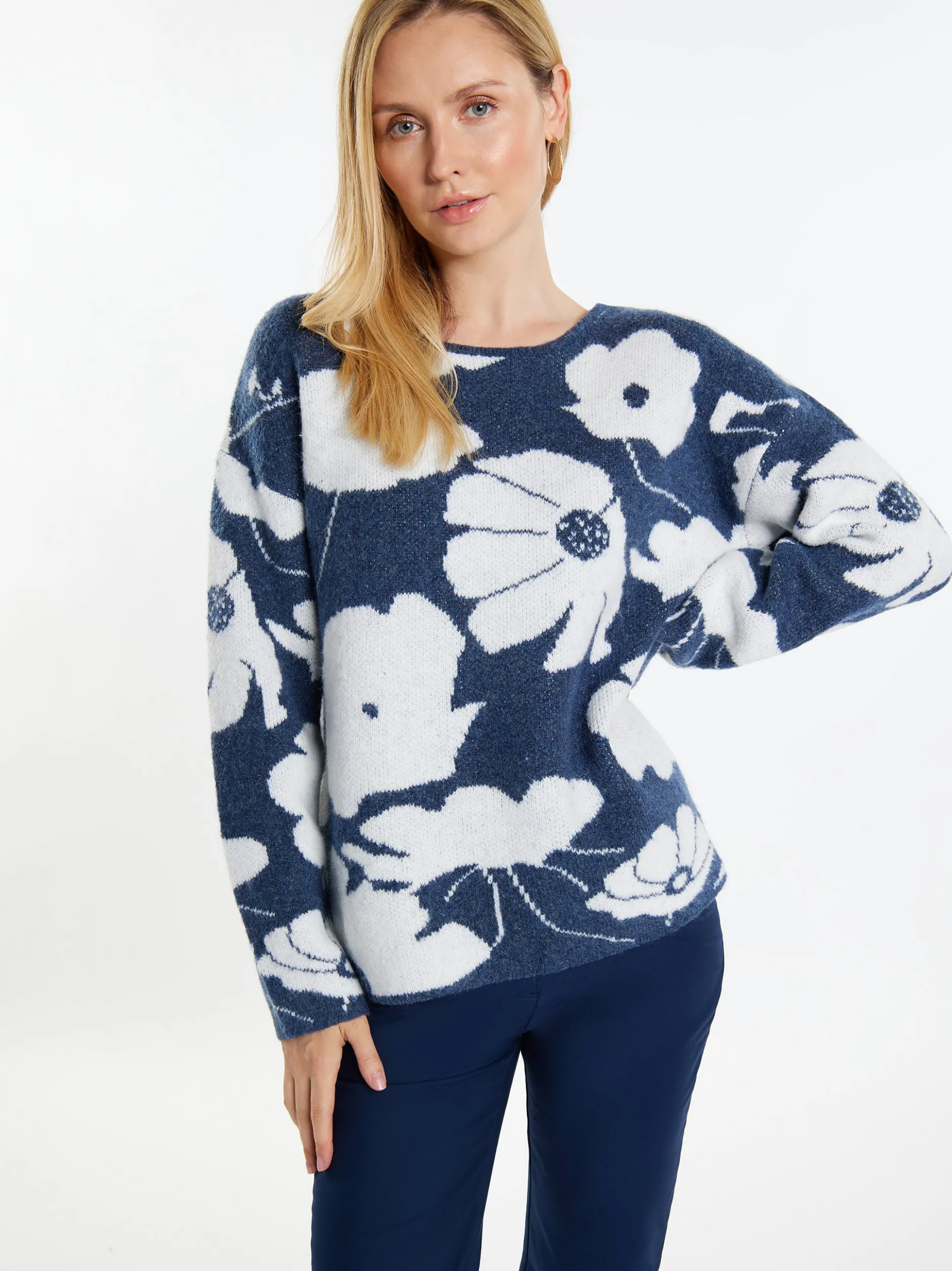 Usha Damen Strickpullover in marine