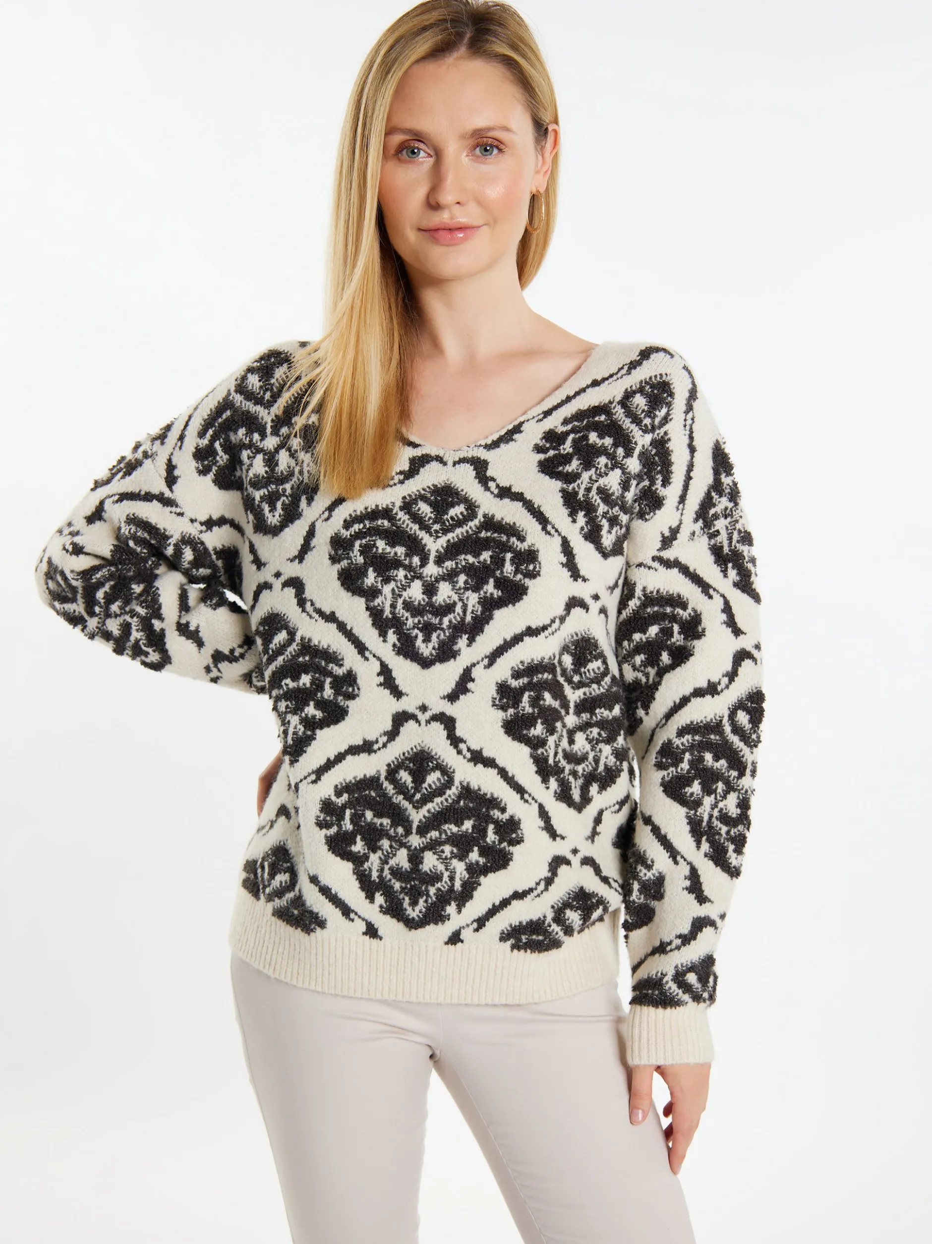 Usha Damen Strickpullover in ecru
