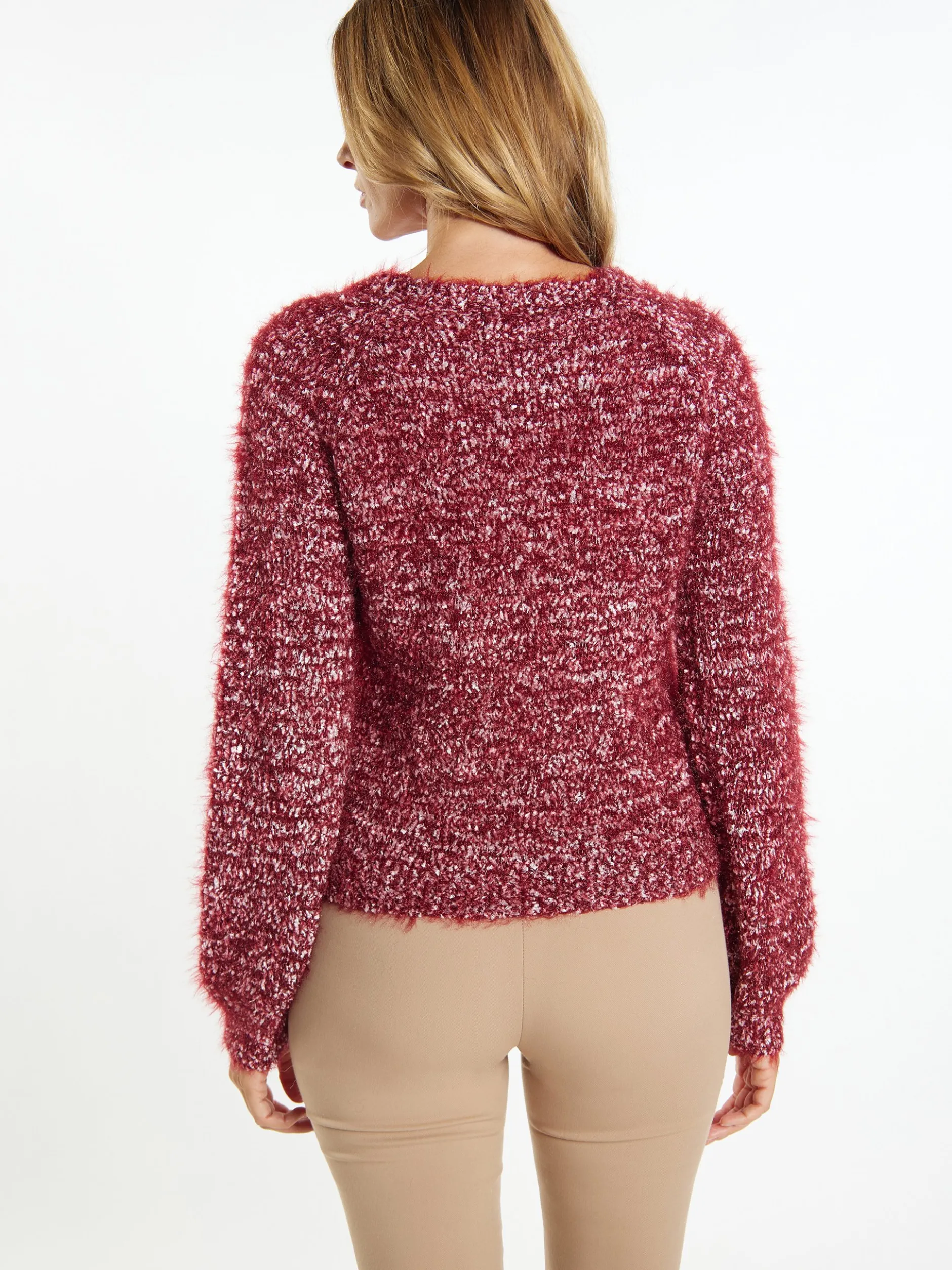 Usha Damen Strickpullover in rot - Ausschnitt: Rundhals