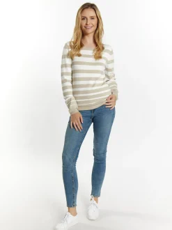 Usha Damen Strickpullover in weiß - Ausschnitt: Rundhals