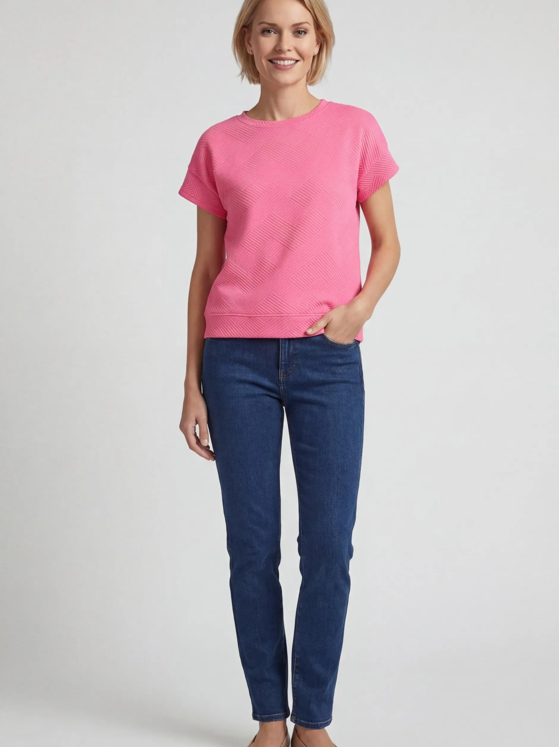 Usha Damen T-Shirt in pink - Ausschnitt: Rundhals