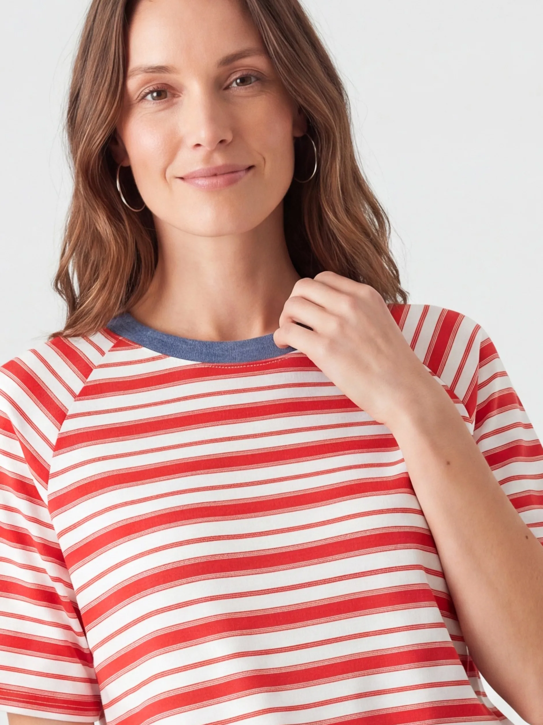 Usha Damen T-Shirt in rot - Ausschnitt: Rundhals