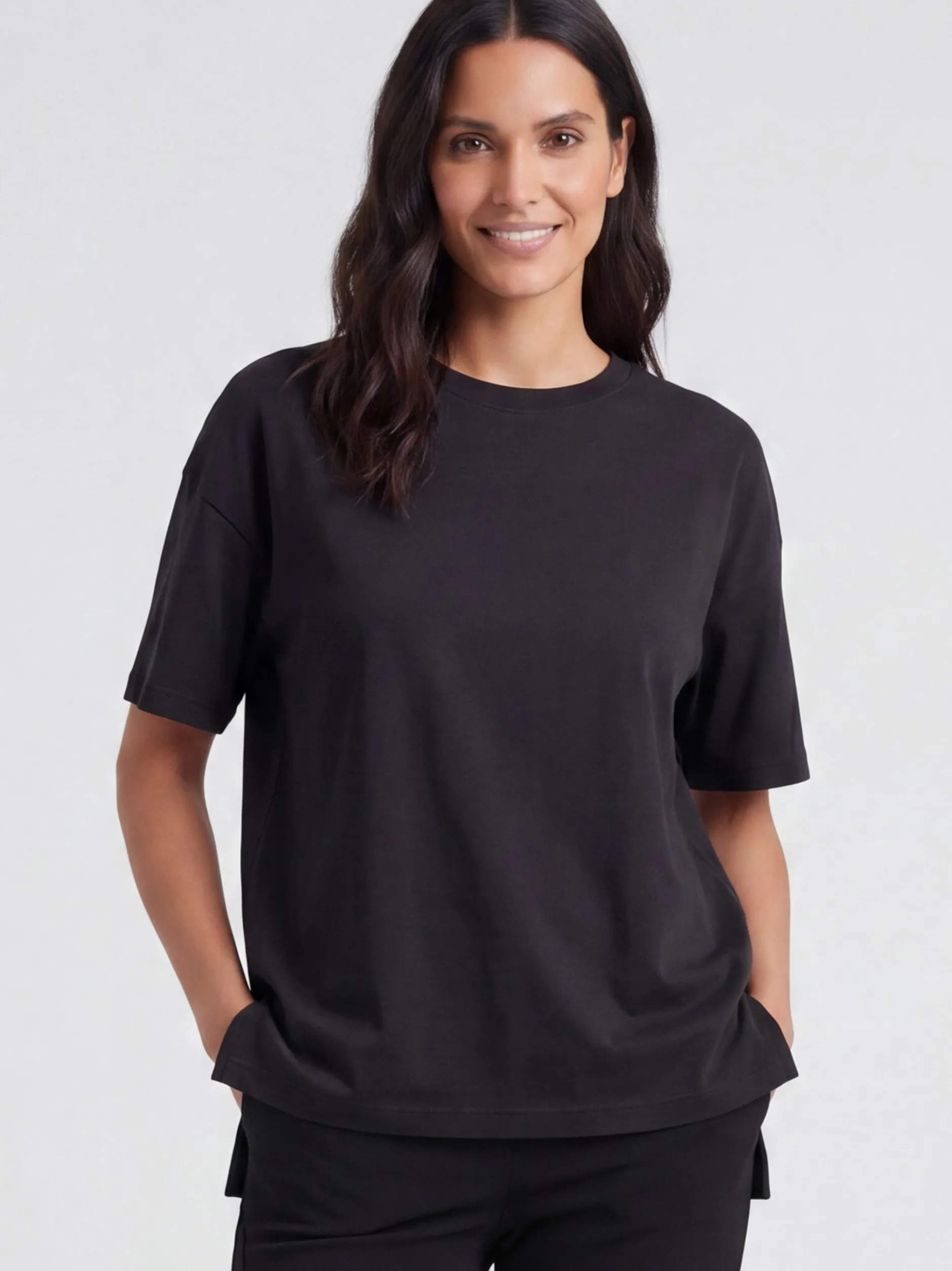 Usha Damen T-Shirt in schwarz - Ausschnitt: Rundhals