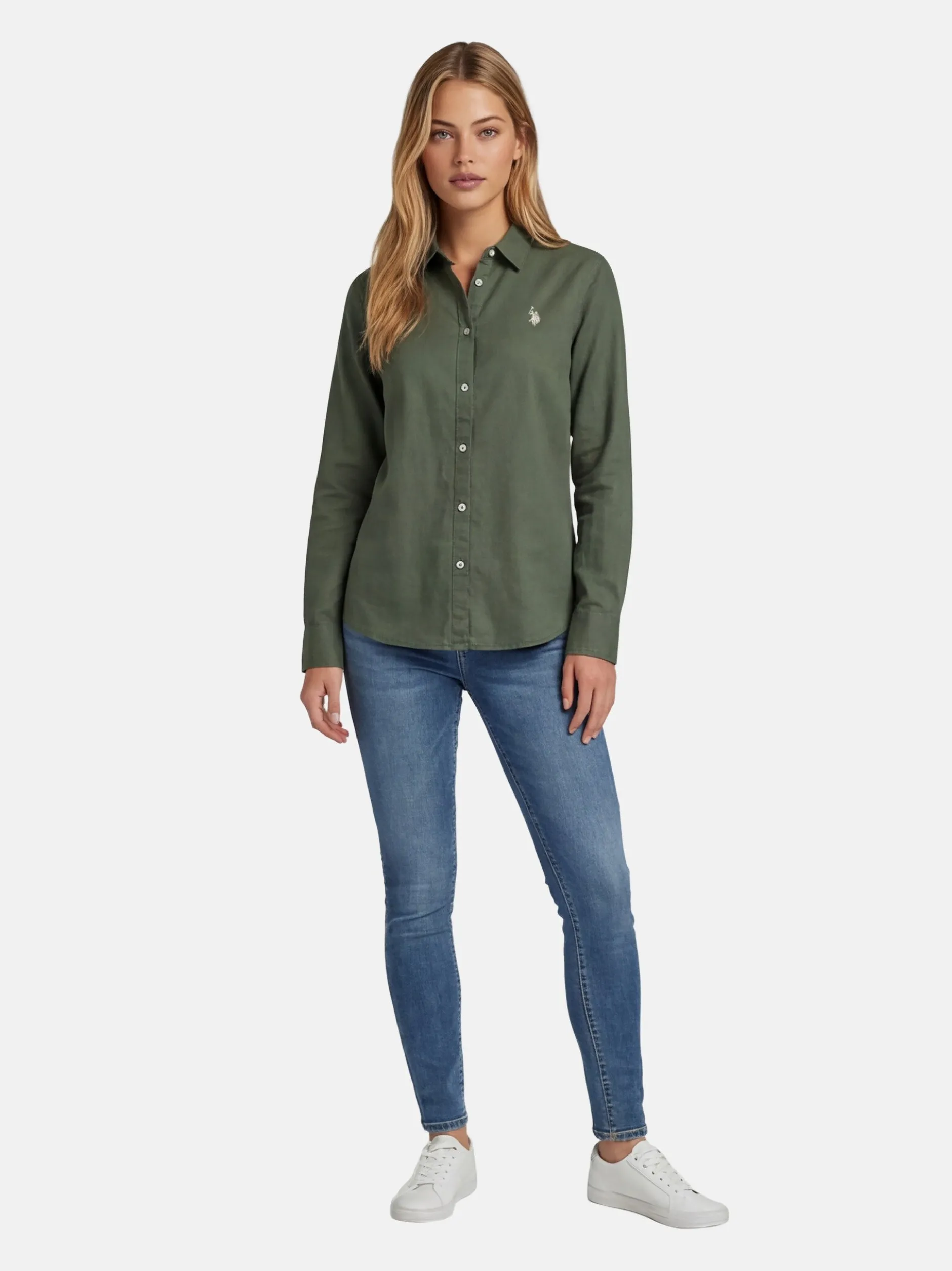 U.S. Polo Assn. Damen Hemdbluse - USBellaa in oliv