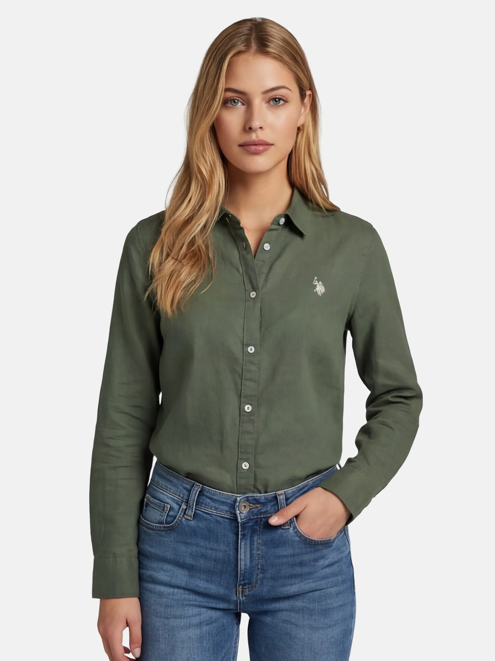 U.S. Polo Assn. Damen Hemdbluse - USBellaa in oliv